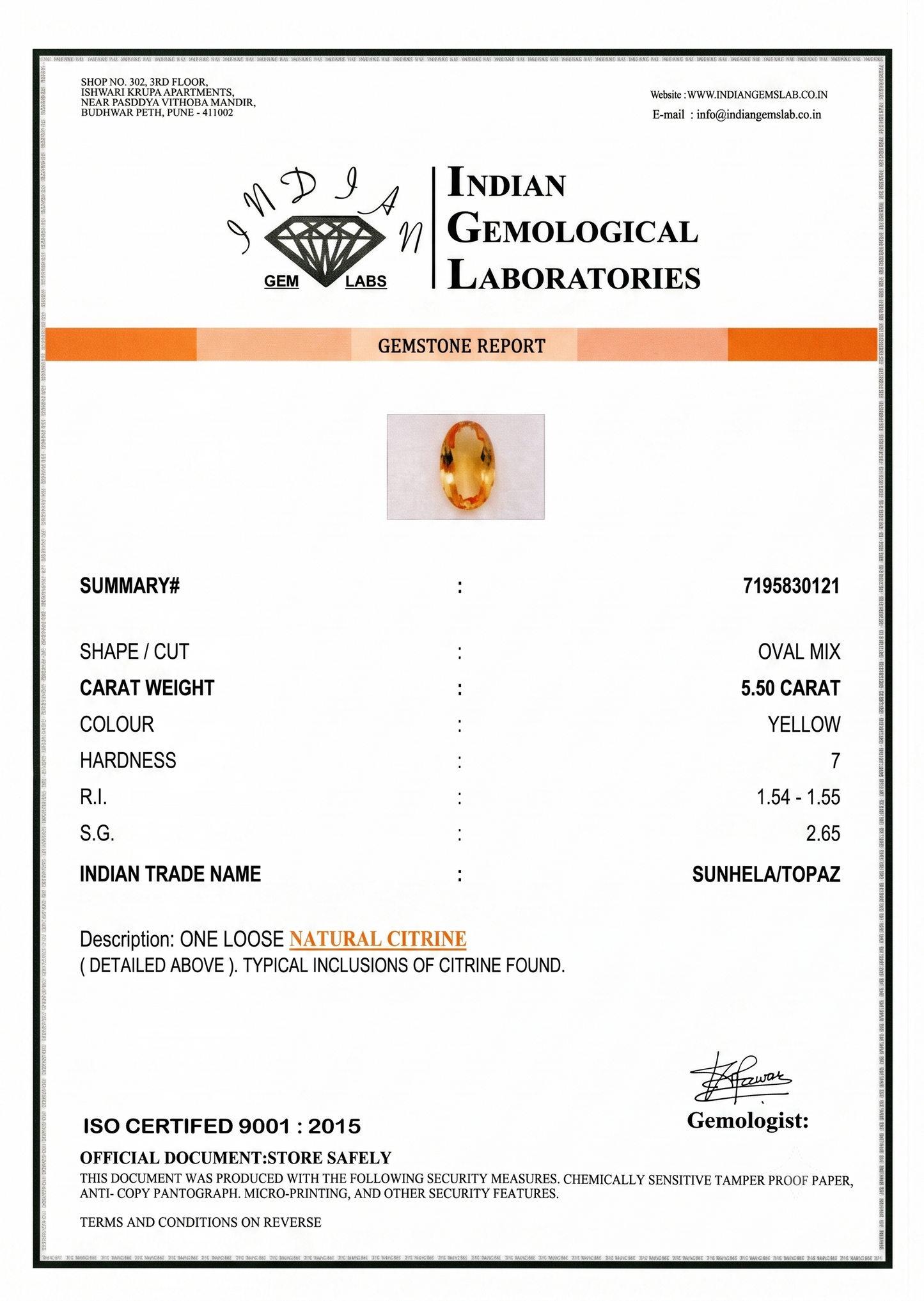 Citrine - 5.5 Carats