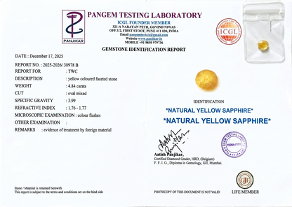 Yellow Sapphire - 4.84 Carats