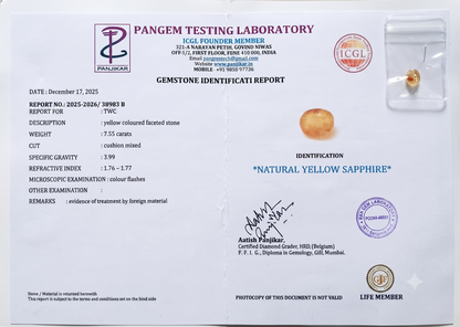 Yellow Sapphire - 7.55 Carats