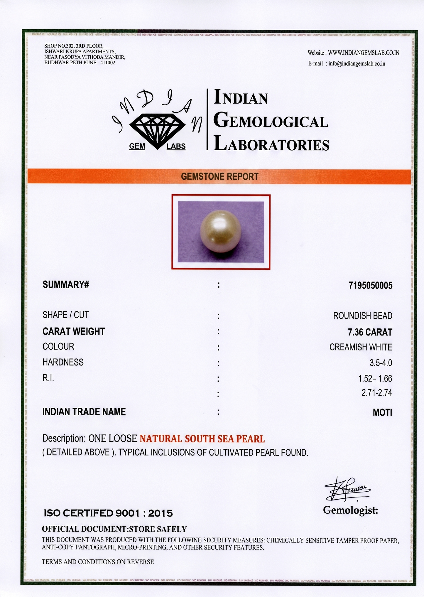 Pearl - 7.36 Carats