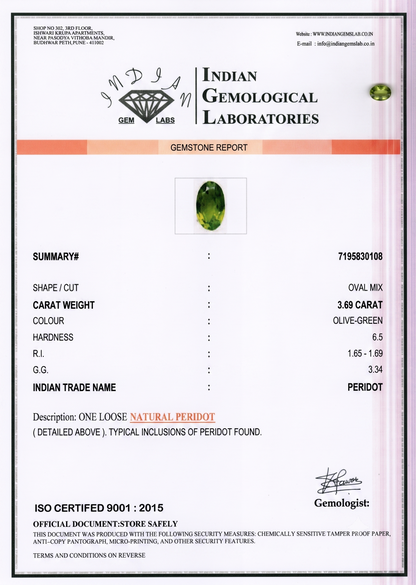 Peridot - 3.69 Carats