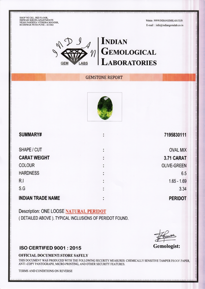 Peridot - 3.71 Carats