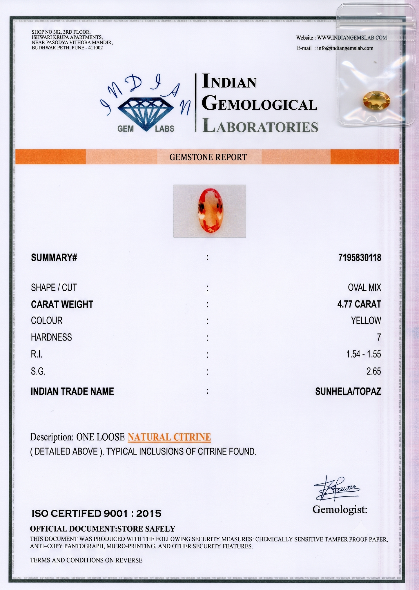 Citrine - 4.77 Carats