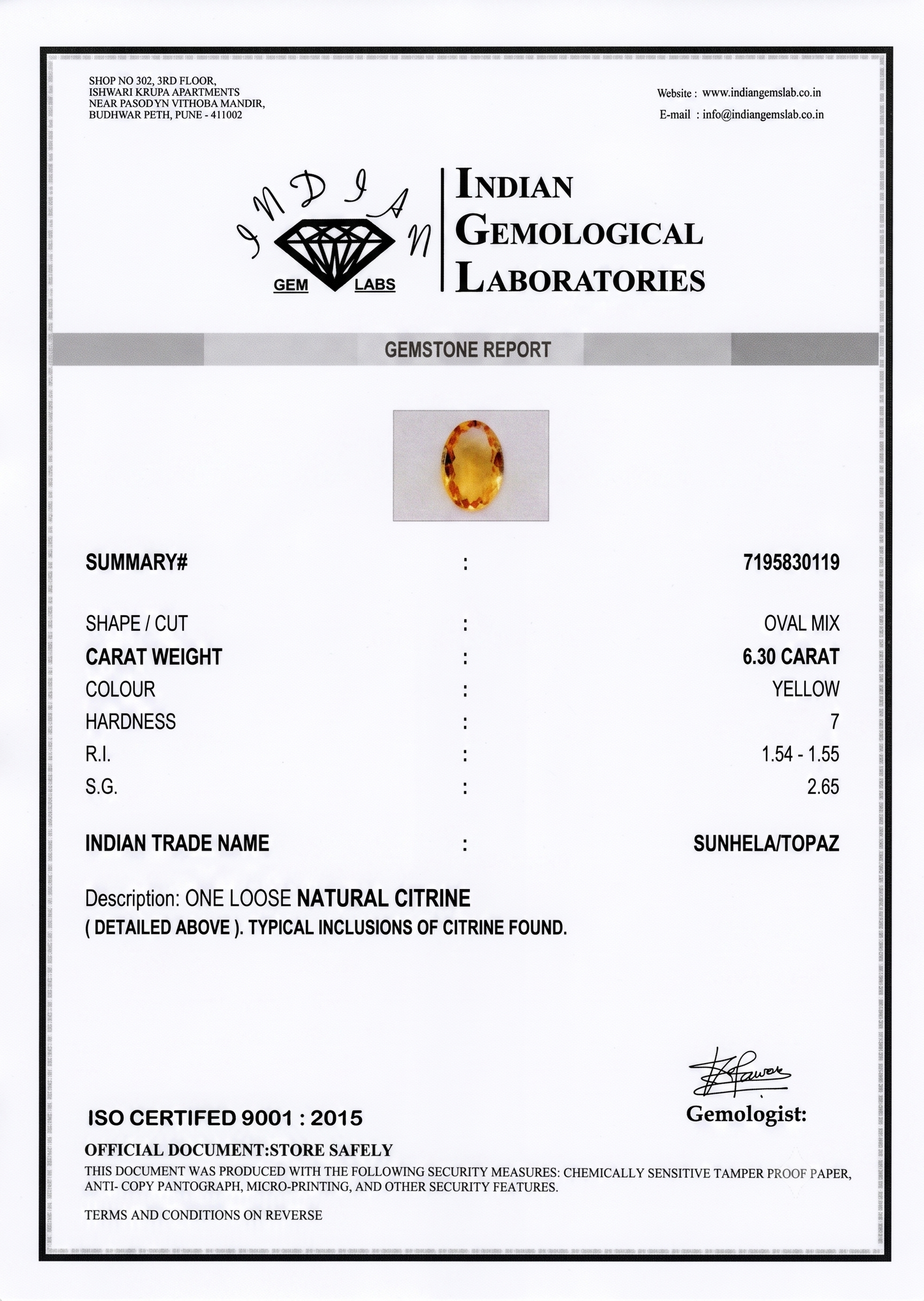 Citrine - 6.3 Carats