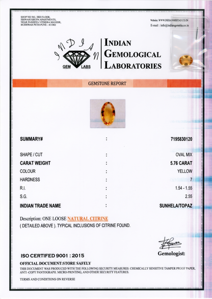 Citrine - 5.76 Carats