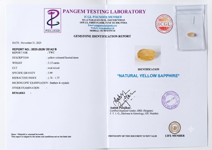 Yellow Sapphire - 3.15 Carats