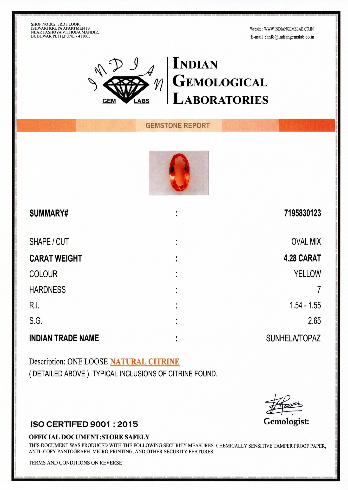 Citrine - 4.28 Carats