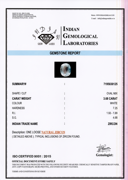 Zircon - 3.68 Carats