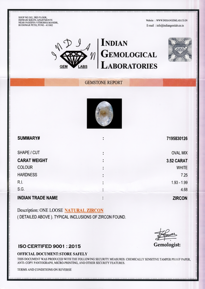 Zircon - 3.52 Carats