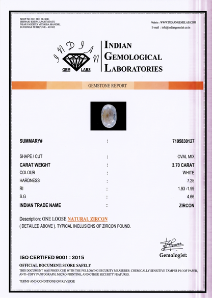 Zircon - 3.7 Carats
