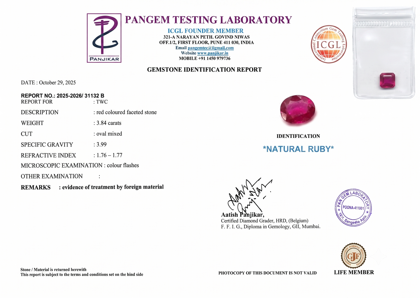 Ruby - 3.84 Carats
