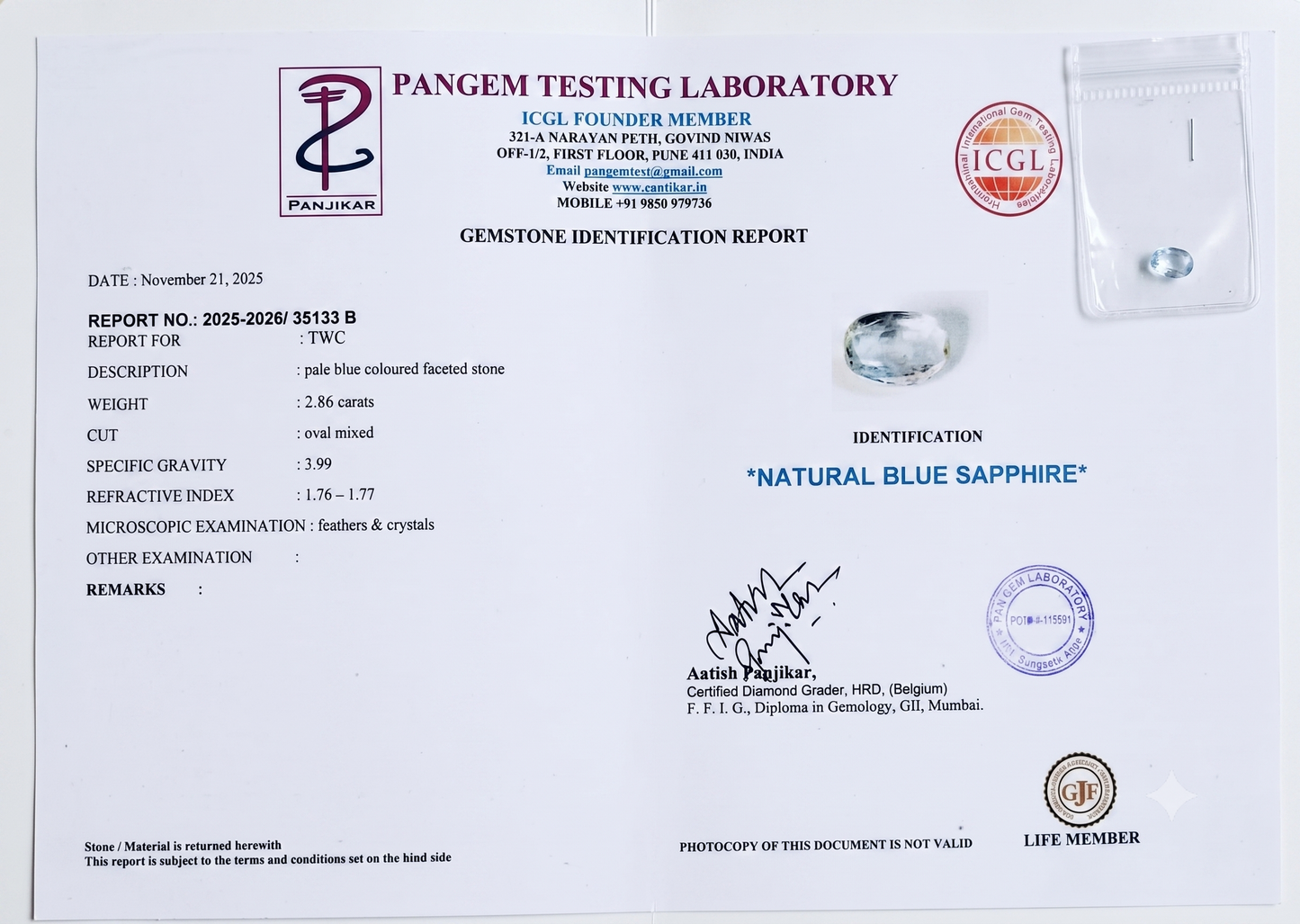 Blue Sapphire - 2.86 Carats
