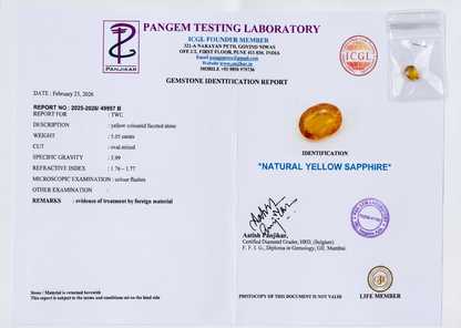 Yellow Sapphire - 5.05 Carats