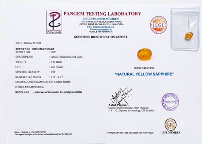 Yellow Sapphire - 3.84 Carats